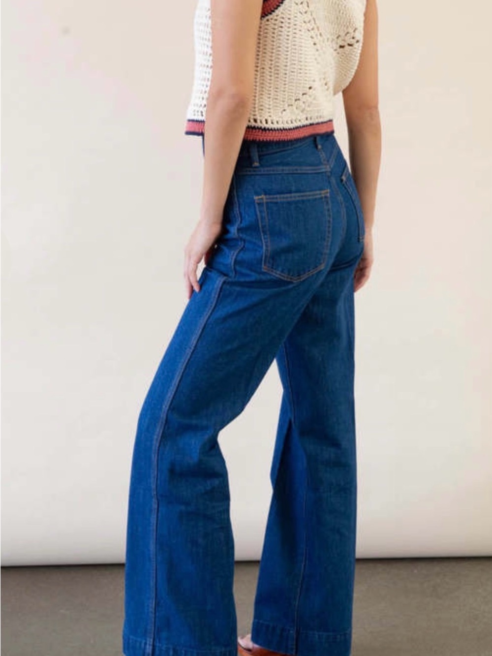 REDONE 70s Pocket Wide Leg Jeans - Blue